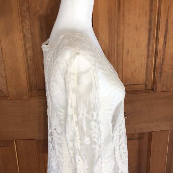 St. Tropez Sheer Ivory Blouse SZ L - Picture 9 of 15